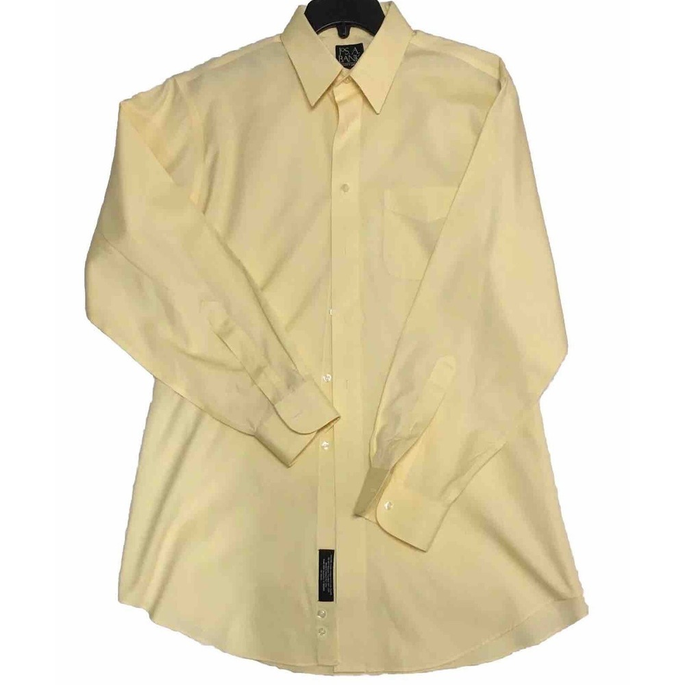 Jos A Bank Traveler Mens 16 33 Dress Shirt Yellow Button Down Long Sleeve NEW